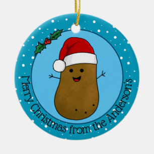 Glad jul Potatis Personlig Julgransprydnad Keramik