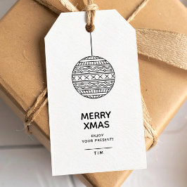 Glad jul presentkort med trendig julgransprydnad presentetikett