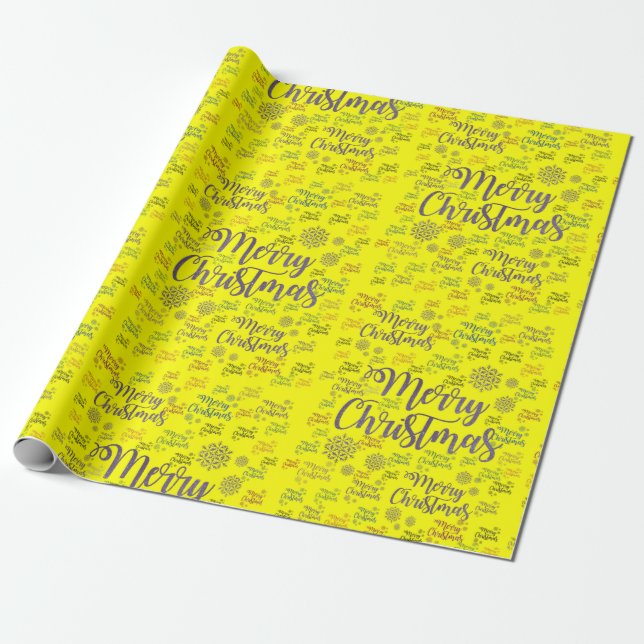 Glad jul presentpapper gul (Utrullad)