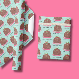 Glad jul pudding illustration presentpapper