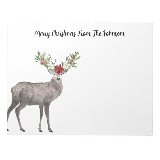 Glad jul Rådjur Notepad Anteckningsblock (Framsida)