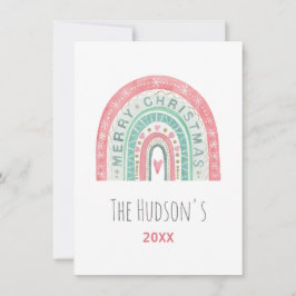 Glad jul regnbåge EFTERNAMN Vattenfärgskonst Julkort