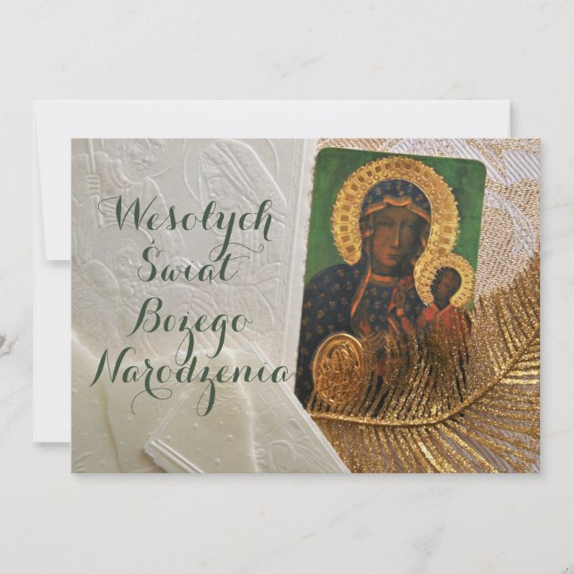 Glad jul religiös julkort på polska meddelande (Framsida)