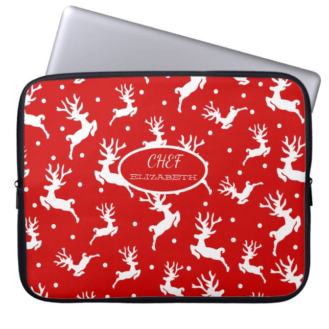 Glad Jul Renar Röda Högtid Laptop Fodral (Framsidan)