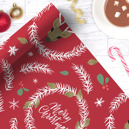 Glad jul Renkrans Jul Höst Röd Presentpapper