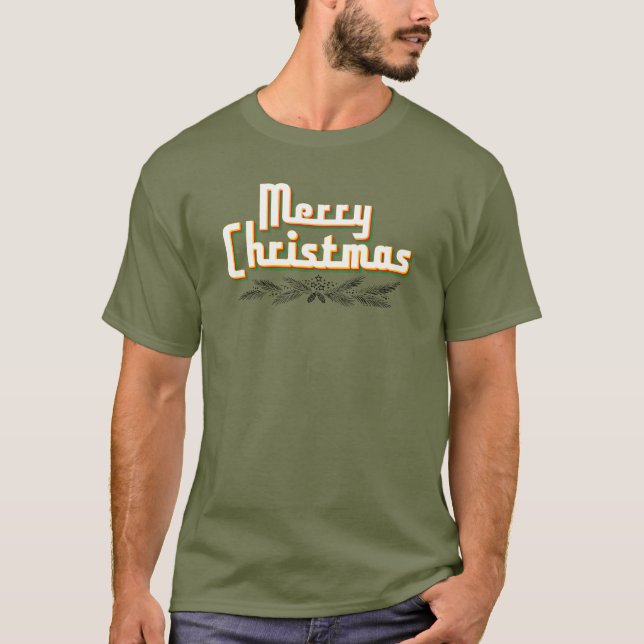 Glad Jul Retro 80-tal T Shirt (Framsida)