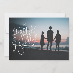 Glad jul Retro Hand-Lettering Foto Julkort