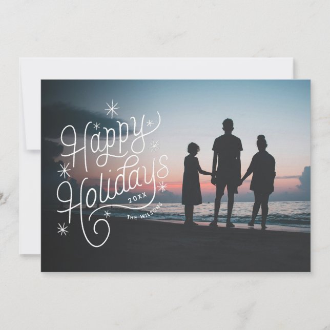 Glad jul Retro Hand-Lettering Foto Julkort (Framsida)
