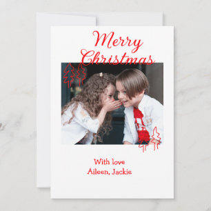 Glad jul retro julgran barn foto na inbjudningar