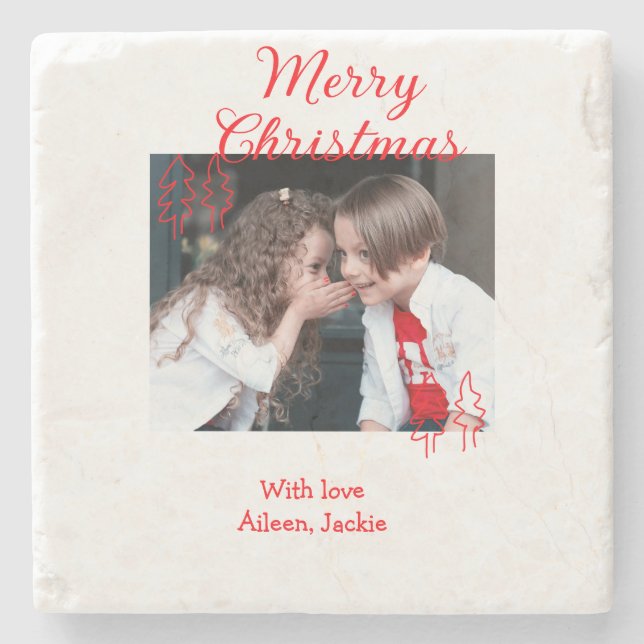 Glad jul retro julgran barn foto na stenunderlägg (Framsidan)