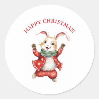 GLAD JUL RETRO KANIN DEKAL RUNT KLISTERMÄRKE
