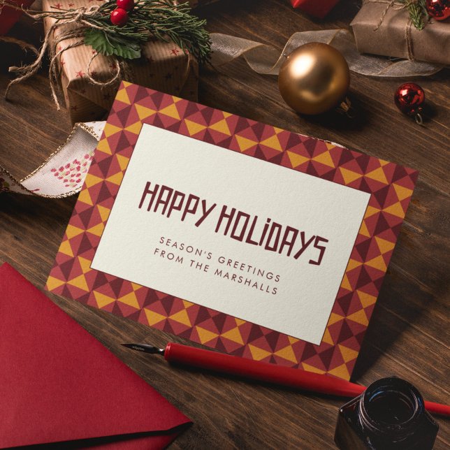 Glad jul Retro mitten av seklets mönster Julkort (Skapare uppladdad)