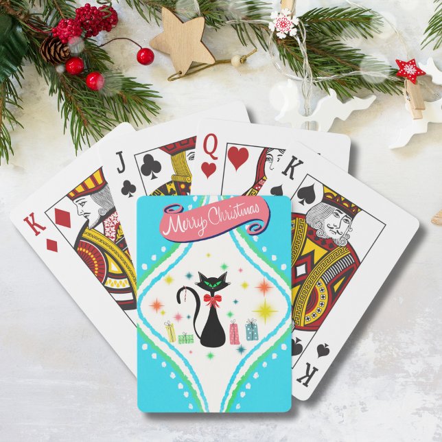 Glad jul Retro siamesisk katt Casinokort (Skapare uppladdad)
