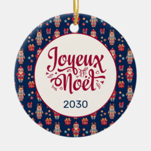 Glad jul Retro Tomte Blå Julgransprydnad Keramik
