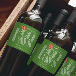 Glad Jul Retro Typografi Grön Vinflaska Etikett