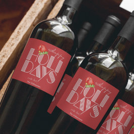 Glad Jul Retro Typografi Röd Vinflaska Etikett