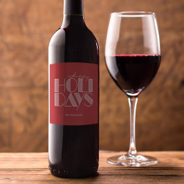 Glad jul Retro typografi röd Vinflaska Etikett