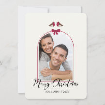 Glad jul Robins och röd båge välvd