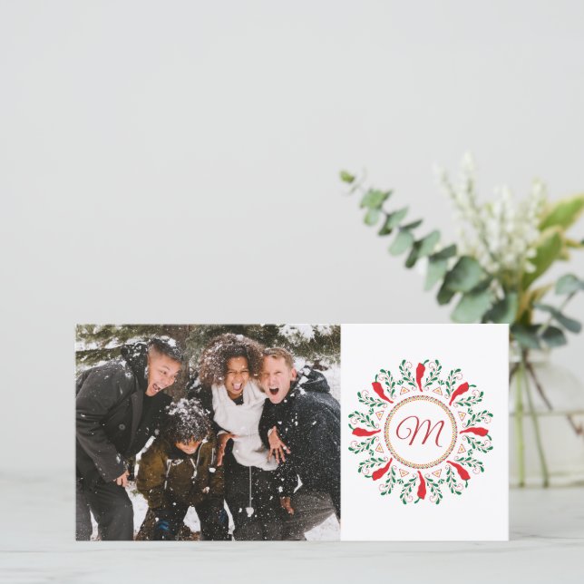 Glad jul röd Chilepeppar foto julkort (Stående Fram)