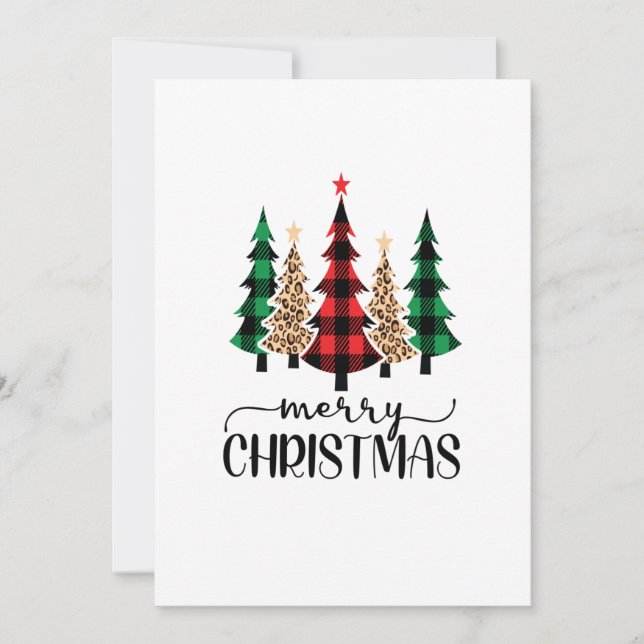 Glad jul röd grön svart karotröja julkort (Framsida)