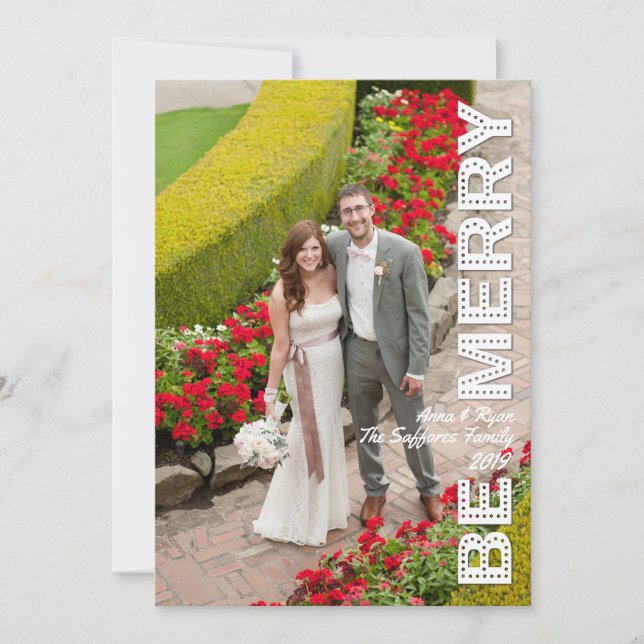 Glad jul röd julkort fotokort (Framsida)