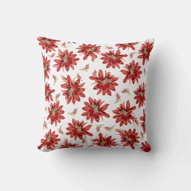 Glad jul Röd kaktus blommor kastkudde Kudde (Framsida)