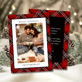 Glad Jul Röd Karo Rutig Foto Julkort