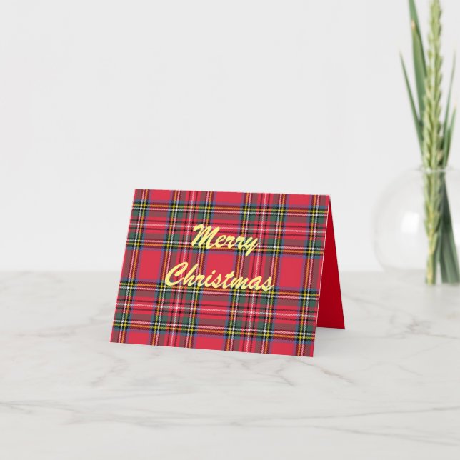 Glad jul Röd Karo Vikt Julkort Kort (Framsida)