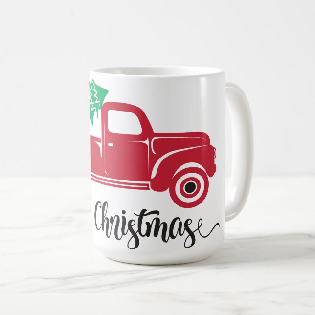 Glad jul röd lastbils mugg | Festiv julstämning (Framsida höger)
