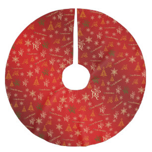 glad jul röd och guld julgransmatta borstad polyester