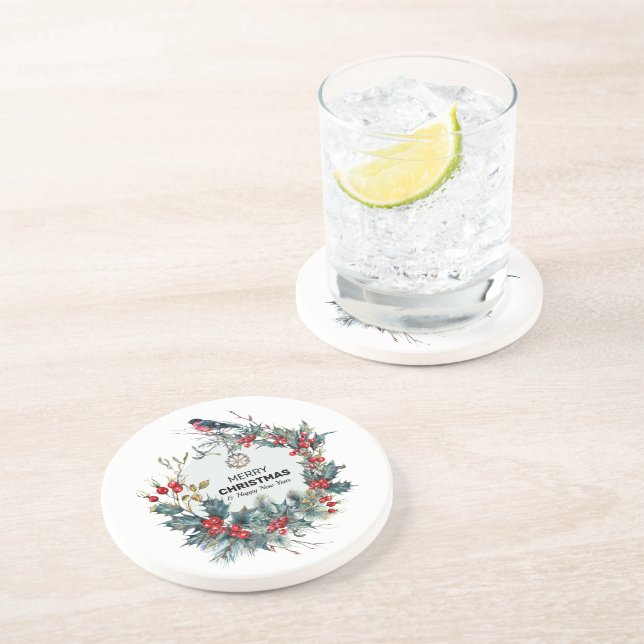 Glad jul-röda bär & domherre underlägg (Sidan)
