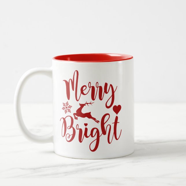 Glad Jul Röda Blommiga Högtid Två-Tonad Mugg (Vänster)