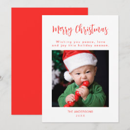 Glad jul Röda familjefoto julkort
