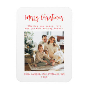 Glad jul Röda familjefoto julkort Magnet
