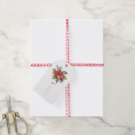 Glad jul röda och gröna blommor presentkort presentetikett