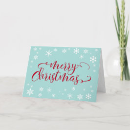 Glad jul röda typografi på Robins äggblå Helgkort