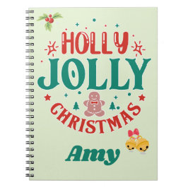 Glad Jul Rolig Gingerbread Man Retro Anteckningsbok