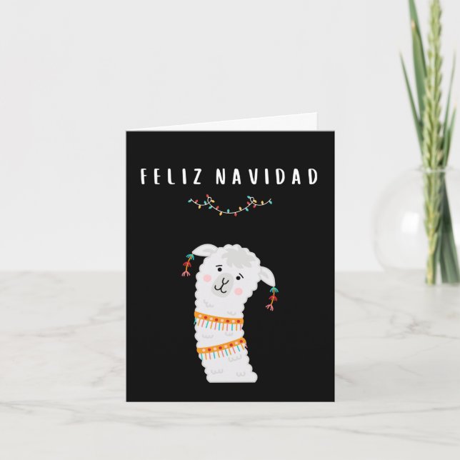 Glad jul rolig lama spansk jul kort (Framsida)