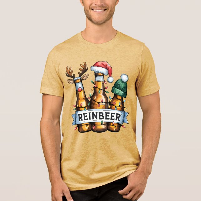 Glad jul Rolig Reinbeer T-Shirt för män (Framsida)