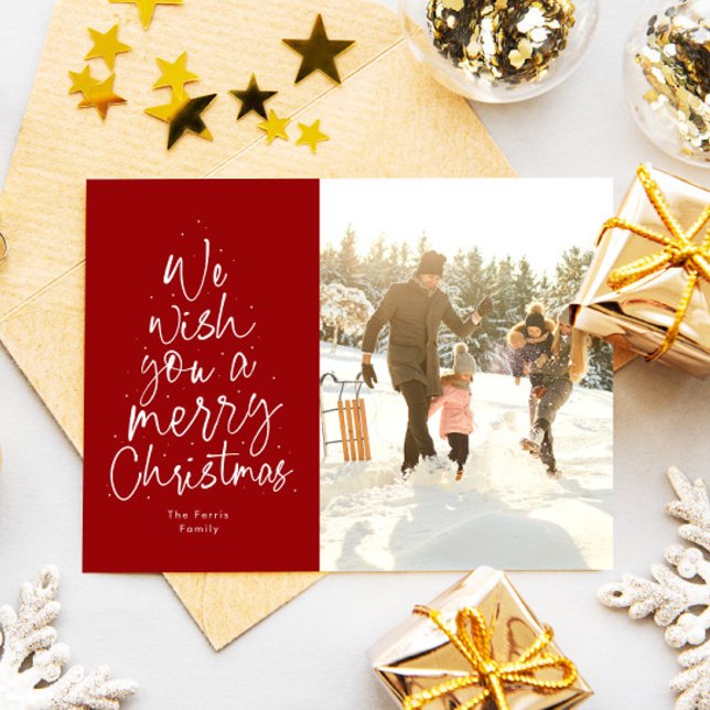 Glad jul rolig röd familjefoto julkort (Skapare uppladdad)