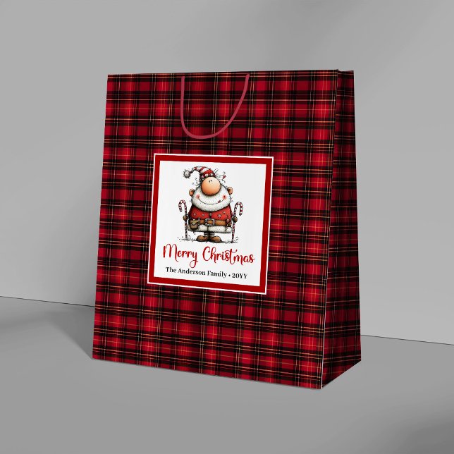 Glad jul Rolig Tomte Handritat Presentkuvert (Jolly Christmas Funny Santa Hand Drawn Gift Bag)