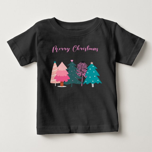 glad jul rosa julgranar kastkudde t shirt (Framsida)