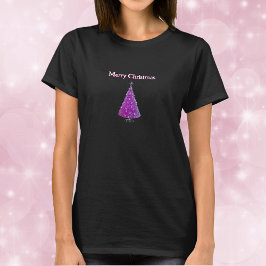 Glad jul Rosa Silver Glitter Som Träd T Shirt