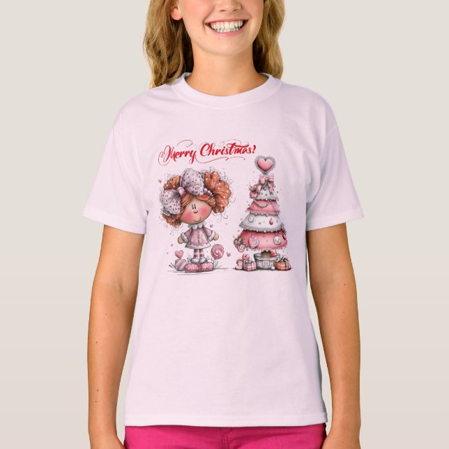 Glad jul rosa t shirt (Framsida)