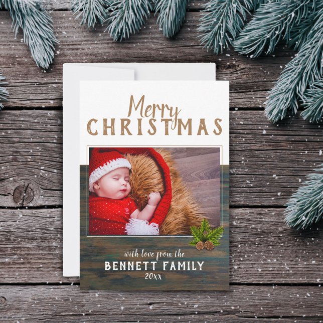 Glad jul Rustik tall julkort foto (Skapare uppladdad)