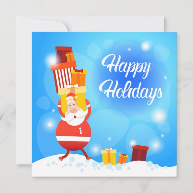 Glad jul Santa bär julklappar Julkort (Framsida)