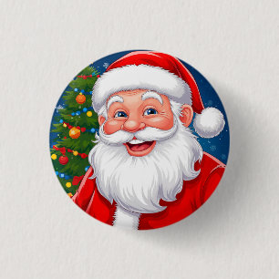 Glad jul Santa Claus i röd hatt Knapp