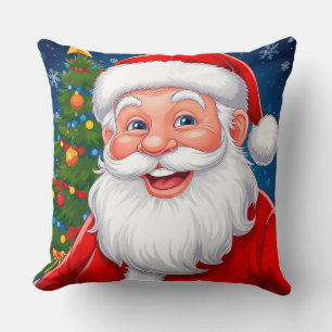 Glad jul-Santa Claus i röd hatt Kudde