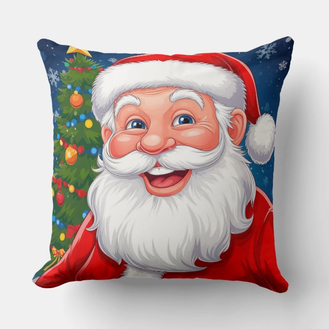 Glad jul-Santa Claus i röd hatt Kudde (Framsida)
