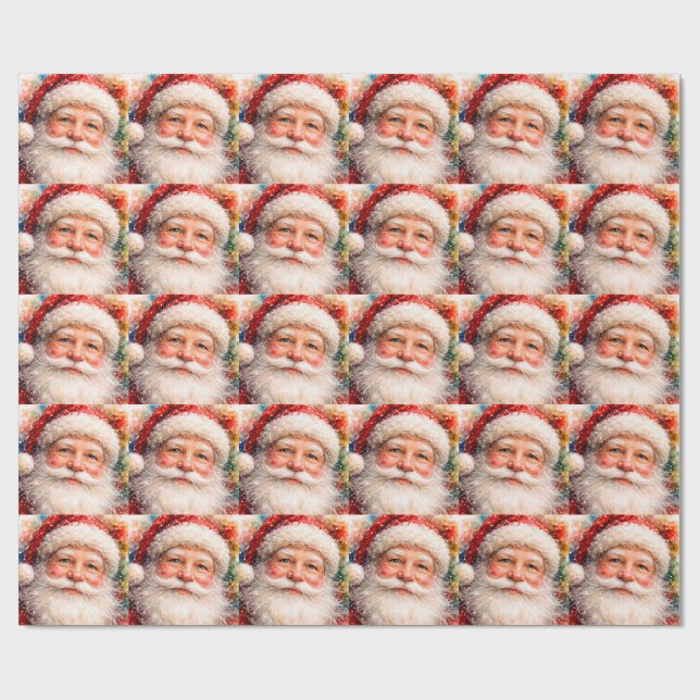 Glad jul Santa Claus-porträtt  Presentpapper (Platt)